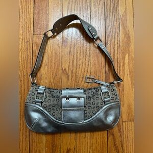 Vintage Y2K Guess Monogram Satchel Bag Ft Monogram Print Silver Buckle Hardware